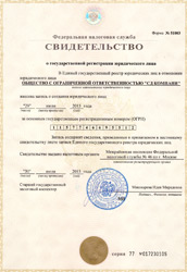«SD Company» свидетельство о государственной регистрации юридического лица - [preview]